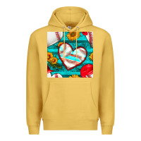 Antique Gold baseball hearts and sunflowers with turquoise gemstone seamless patter Premium Hoodie - BundleAndBundleShop