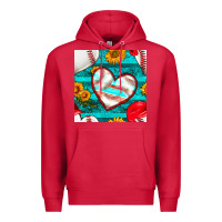 Cardinal baseball hearts and sunflowers with turquoise gemstone seamless patter Premium Hoodie - BundleAndBundleShop