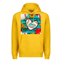 Lemon baseball hearts and sunflowers with turquoise gemstone seamless patter Premium Hoodie - BundleAndBundleShop