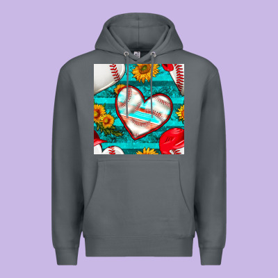 Baseball Hearts And Sunflowers With Turquoise Gemstone Seamless Patter Premium Hoodie Designed By Bundleandbundleshop