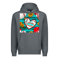 Rock baseball hearts and sunflowers with turquoise gemstone seamless patter Premium Hoodie - BundleAndBundleShop