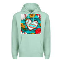 Seafoam baseball hearts and sunflowers with turquoise gemstone seamless patter Premium Hoodie - BundleAndBundleShop