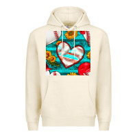 Tofu baseball hearts and sunflowers with turquoise gemstone seamless patter Premium Hoodie - BundleAndBundleShop