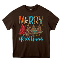 Chocolate Brown merry christmas trees Heavy Core Tee - MaliasSmallBusiness