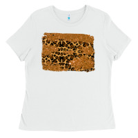 White leopard glitter background Ladies Tee - RanaPortraitStore