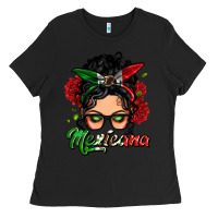 Black mexicana woman messy bun Ladies Tee - LillyAllenDesigns