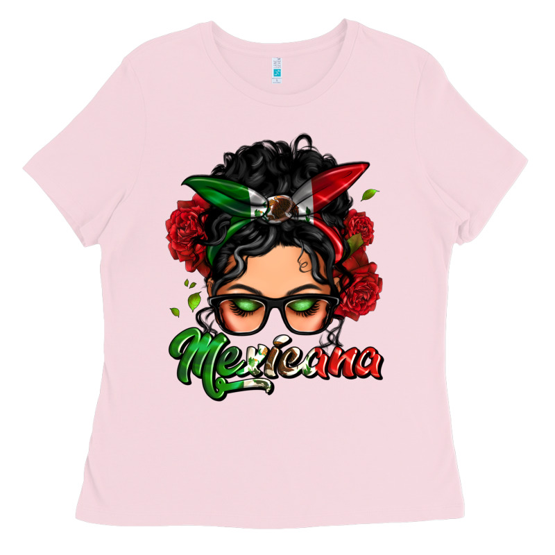 Mexicana Woman Messy Bun Ladies Tee by LillyAllenDesigns | Teevron