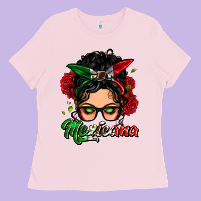Mexicana Woman Messy Bun Ladies Tee Designed By Lillyallendesigns