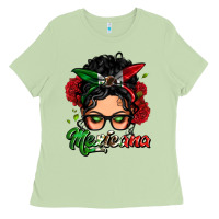 Matcha mexicana woman messy bun Ladies Tee - LillyAllenDesigns