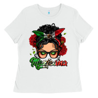 White mexicana woman messy bun Ladies Tee - LillyAllenDesigns
