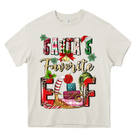 Cream santas favorite elf Heavy Core Tee - MaliasSmallBusiness