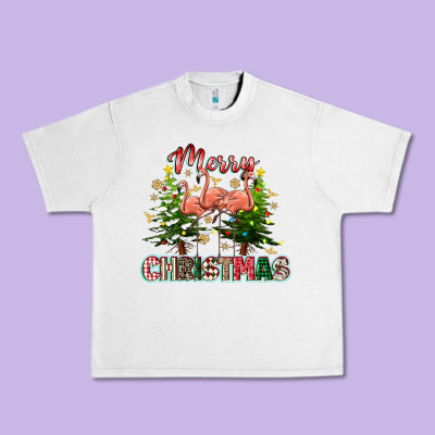 Merry Christmas Flamingo Urban Heavy Tee Designed By Texasbilliewilder