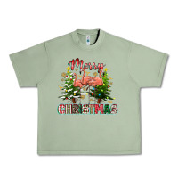 Oil Green Merry Christmas flamingo Urban Heavy Tee - texasbilliewilder