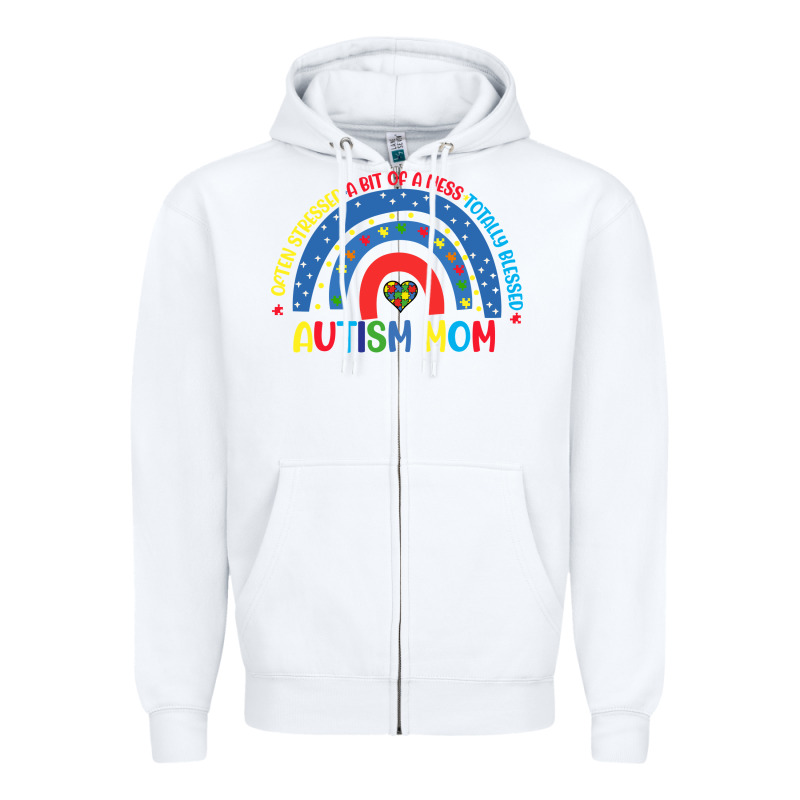 Often Stressed A Bit Of A Mess Totally Blessed Aut Zipper Hoodie by CowhideDigitalArt | Teevron