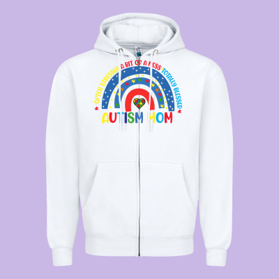 Often Stressed A Bit Of A Mess Totally Blessed Aut Zipper Hoodie Designed By Cowhidedigitalart