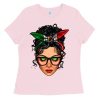 Bubblegum Pink mexican latina girl messy bun Ladies Tee - LillyAllenDesigns