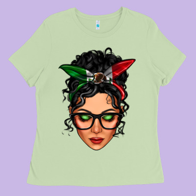 Mexican Latina Girl Messy Bun Ladies Tee Designed By Lillyallendesigns
