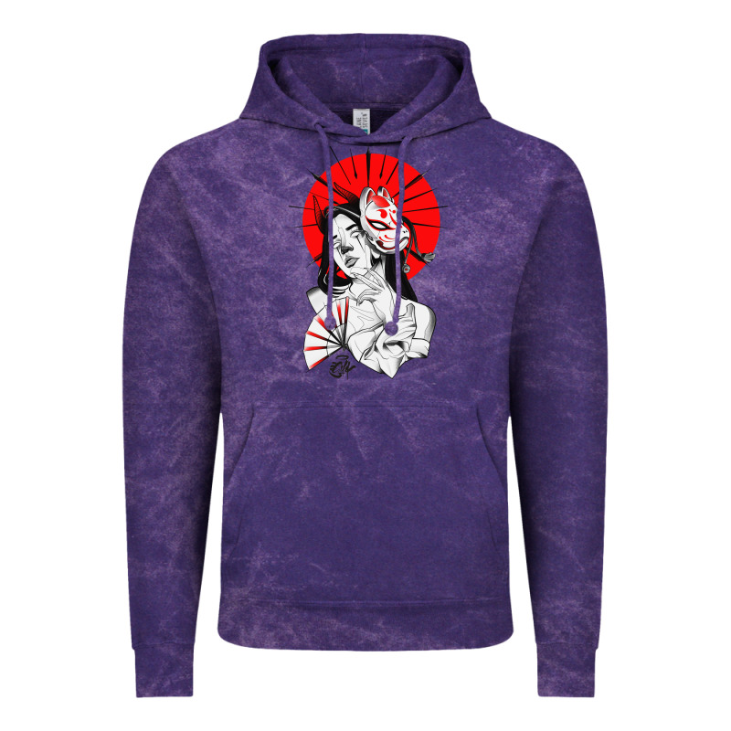 Japanese Geisha Samurai Fox Mask Red Sun Vintage Hoodie by tuanDangUi | Teevron