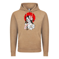 Vintage Coffee japanese geisha samurai fox mask red sun Vintage Hoodie - tuanDangUi