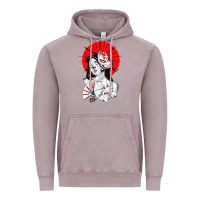 Vintage Zinc japanese geisha samurai fox mask red sun Vintage Hoodie - tuanDangUi