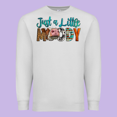 Western Just A Little Moody Cow Premium Sweatshirt Designed By Lillyallendesigns