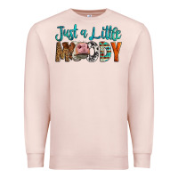 Pale Pink Western Just A Little Moody Cow Premium Sweatshirt - LillyAllenDesigns