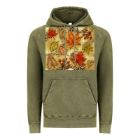Vintage Olive Fall leaves Vintage Hoodie - NancyCooperArtShop