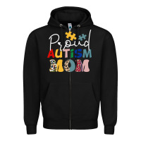 Black Proud Autism Mom Leopard Pattern Design Autism Awa Zipper Hoodie - CowhideDigitalArt