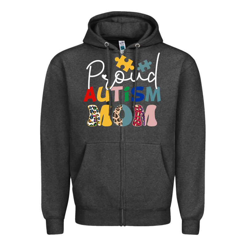 Proud Autism Mom Leopard Pattern Design Autism Awa Zipper Hoodie by CowhideDigitalArt | Teevron