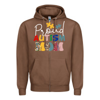 Chestnut Proud Autism Mom Leopard Pattern Design Autism Awa Zipper Hoodie - CowhideDigitalArt