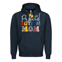 Navy Proud Autism Mom Leopard Pattern Design Autism Awa Zipper Hoodie - CowhideDigitalArt