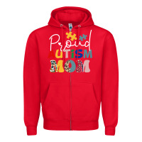 Red Proud Autism Mom Leopard Pattern Design Autism Awa Zipper Hoodie - CowhideDigitalArt