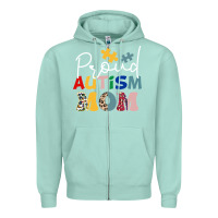 Seafoam Proud Autism Mom Leopard Pattern Design Autism Awa Zipper Hoodie - CowhideDigitalArt