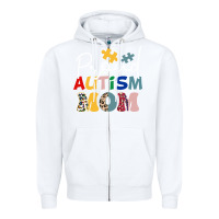 White Proud Autism Mom Leopard Pattern Design Autism Awa Zipper Hoodie - CowhideDigitalArt