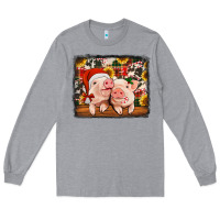 Heather Grey christmas pigs Long Sleeve Tee - Jasminsmagicworld