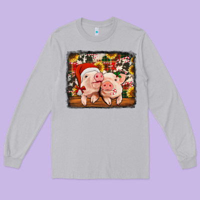 Christmas Pigs Long Sleeve Tee Designed By Jasminsmagicworld