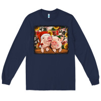 Navy christmas pigs Long Sleeve Tee - Jasminsmagicworld
