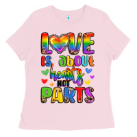 Bubblegum Pink love is about hearts not parts Ladies Tee - LillyAllenDesigns