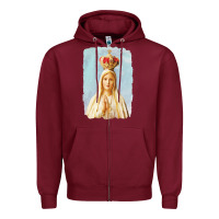 Burgundy our lady of fatima Zipper Hoodie - tuanDangUi