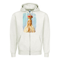 Oatmeal Heather our lady of fatima Zipper Hoodie - tuanDangUi