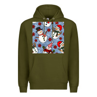 Army Green christmas snowman seamless pattern Premium Hoodie - BundleAndBundleShop