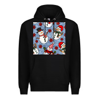 Black christmas snowman seamless pattern Premium Hoodie - BundleAndBundleShop