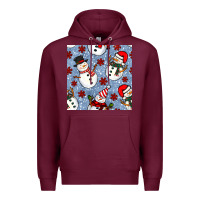 Burgundy christmas snowman seamless pattern Premium Hoodie - BundleAndBundleShop
