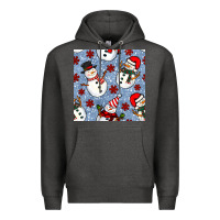 Charcoal Heather christmas snowman seamless pattern Premium Hoodie - BundleAndBundleShop