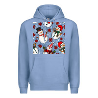 Colony Blue christmas snowman seamless pattern Premium Hoodie - BundleAndBundleShop