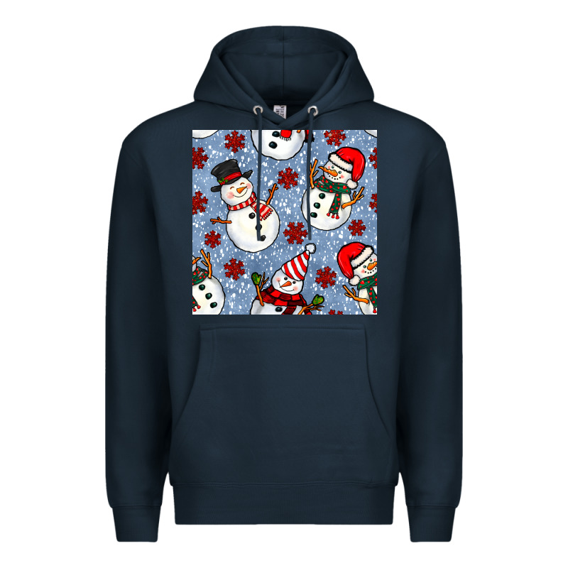 Christmas Snowman Seamless Pattern Premium Hoodie by BundleAndBundleShop | Teevron