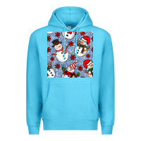 Ocean Blue christmas snowman seamless pattern Premium Hoodie - BundleAndBundleShop