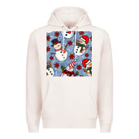 Pale Pink christmas snowman seamless pattern Premium Hoodie - BundleAndBundleShop