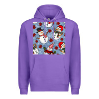 Purple christmas snowman seamless pattern Premium Hoodie - BundleAndBundleShop