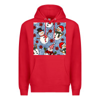 Red christmas snowman seamless pattern Premium Hoodie - BundleAndBundleShop